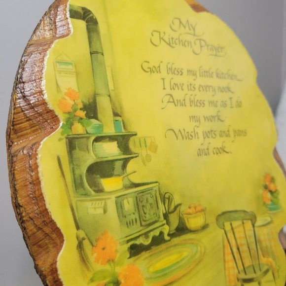 My Kitchen Prayer Plaque Wooden Oval Glazed Finish Vintage - Picture 4 of 6